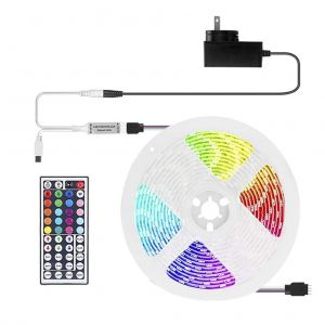 HJLIAN Kit de bande lumineuse magique flexible RVB a sept couleurs avec telecommande infrarouge et prise US 110 V - Neuf