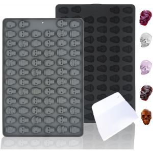 Ayuhr-Lot De 2 Mini Moules À Gâteau Pour Halloween En Forme De Tête De Crâne Pour Bricolage, Fête D'halloween, Bonbons, Chocolat, Biscuits, Glaçons, Sans Bpa - Neuf