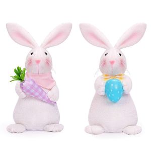 Décorations de lapin de Pâques Printemps Lapin de Pâques Figurine de lapin en peluche - Neuf
