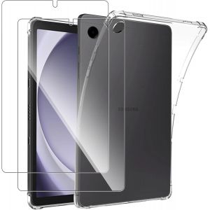 Coque Pour Samsung Galaxy Tab A9 8.7 Pouce + [2 Pieces] Verre Trempé, Flexible Anti-Rayures Silicone Tpu Coque Avec Coins Renforcés Pour Samsung Galaxy Tab A9, Transparent - Neuf