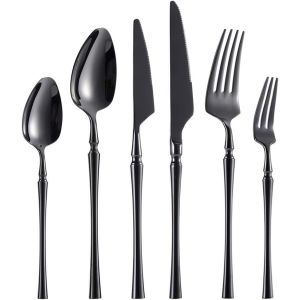 Gmaxt Ensemble De Couverts,Couverts De Table Pour 6 Personnes, Ménagère 36 Pièces, Couverts Avec Couteau, Fourchette, Cuillère, Couteau À Steak, Passe Au Lave-Vaisselle - Neuf