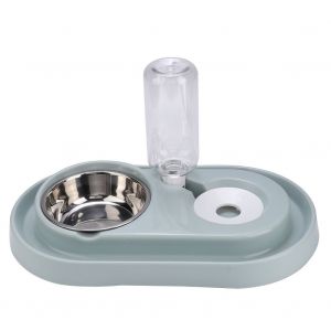 Hjlian Double Gamelle Pour Animaux De Compagnie, Gamelle Pour Chien, Fontaine A Eau Potable, Mangeoire Pour Chiots (Bleu) - Neuf