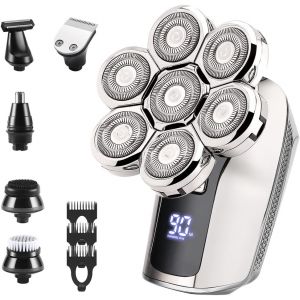 Rasoir Électrique Pour Hommes Chauves : Rasoir Professionnel Pour La Tête, Étanche Ipx7, Utilisation Humide Et Sèche, Rasoir De Voyage Rechargeable, Tondeuse À Barbe Rotative - Neuf