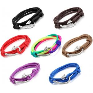 Kal-Nylon Corde Bracelet Pour Homme Femme Alliage Hameçon Courbé Lien Poignet Multi-Groupe (Couleur Optionnel) Bijoux Cadeau - Neuf