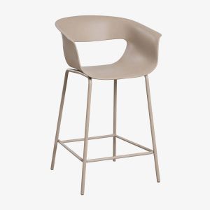 Tabouret De Jardin Haut En Polypropyl&egrave;ne Et Acier Alanys Moka Brown &iquest;65 Cm - Neuf