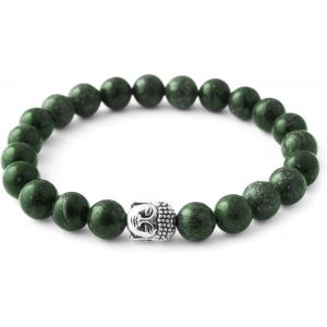 Eryi-Bracelet Bouddha Avec De Véritables Perles En Pierre Naturelle Ou En Pierre De Lave De 8mm - Bracelet En Pierre Naturelle Avec Certificat D'authenticité - Neuf