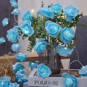 Guirlande Lumineuse À Led-1,5 M-10 Fleurs Artificielles-Fonctionne Avec Piles-Décoration D'intérieur-Pour Mariage,Chambre À Coucher,Noël - Neuf