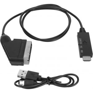 Convertisseur HDMI vers Péritel,Prise en Charge des Formats PAL NTSC,Adaptateur de Câble de Conversion HD vers Péritel pour TV VHS VCR DVD,avec Touche Mode,Plug and Play - Neuf