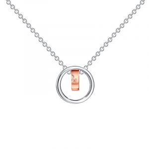 Collier Meilleur Pendentif Plaqué Or Rose Couple Verrouillé En Anneaux Pour Femmes - Neuf