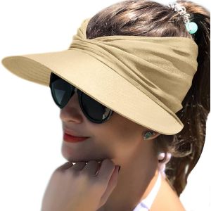 Kal-Casquette Visière Chapeau Pare Soleil Femme - Large Bord - Protection Uv Upf 50+ Chapeau De Plage Pliable - Séchage Rapide - Protection Solaire - Casquette De Sport De Plage - Neuf