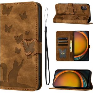 KAL-Coque Pour Samsung Galaxy Xcover7 Pro (6,6 Pouces) 5G Housse De Protection Premium Pu Cuir Portefeuille Protection Porte Carte Fonction Support Flip Case Pour Galaxy Xcover7 Pro-Marron - Neuf