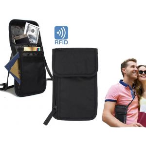 Lot de 2 pochettes de voyage antivol avec protection RFID pour tour de cou - Neuf