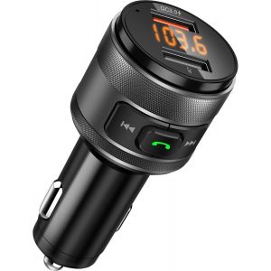 Eryi-Transmetteur Fm Bluetooth Adaptateur, Qc3.0 Usb Chargeur De Voiture Sans Fil Mains Libre Adaptateur Radio Double Clé Usb & Chargeur Avec Écran Led Pour Appareils Ios Et Android - Neuf
