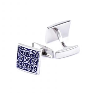 Boutons De Manchette Pour Mariage, Motif Carr¿¿ Bleu, Acier Inoxydable Argent¿¿, Cadeau D'affaires Pour Homme, Avec Coffret Et Finition Durable - Neuf