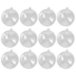 12Pcs 4 cm en Plastique Transparent Billes de Remplissage en mesure Sph&egrave;re Creuse Boule de No&euml;l Suspendus Ornement Partie D&eacute;cor de Mariage - Neuf