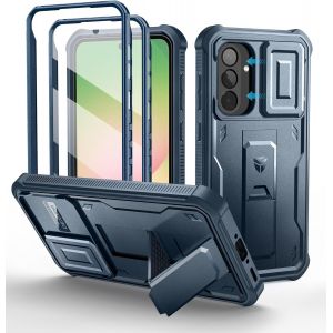 Pour Coque Samsung Galaxy A56[Double Cadre Avant Et Support] Avec Cam&eacute;ra Coulissante Int&eacute;gr&eacute;e & Protecteur D'&eacute;cran,Coque De Protection Robuste R&eacute;sistante Aux Chocs-Bleu - Neuf