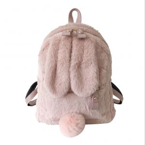 Sac a dos en peluche pour femme, mini sac a dos en forme d'oreilles de lapin, sac a dos decontracte pour filles - Neuf