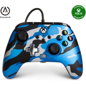 Manette Filaire Am&eacute;lior&eacute;e Pour Xbox &iquest; Manette De Jeu, Manette De Jeu Vid&eacute;o Filaire, Manette De Jeu, Xbox Series X|S ,Camouflage Bleu M&eacute;tallique - Neuf