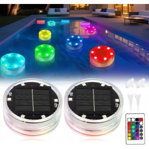 Jum-2 Pcs Lumières Led Submersible,Eclairage Piscine,Ip68 Rgb Éclairage,Lampes Sous-Marines,Lampe Sous-Marines Étanche Avec Télécommande Pour Piscine Étangs Décorations - Neuf