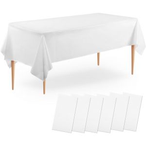 Mevronisshop-Lot De 6 Nappe Blanche Jetable En Peva, Nappe Plastique Pour Table Rectangulaire De 8 Pieds, Nappe 137 X 274 Cm Pour Décorations Mariage, De Fête, D'anniversaire, De Banquet, Anniversair - Neuf