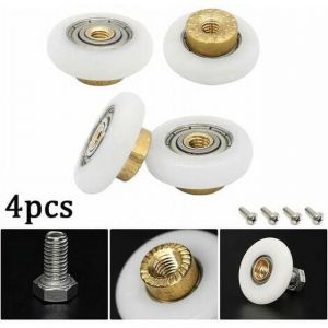 Roulettes pour porte de douche (lot de 4) en nylon et cuivre pour portes coulissantes en verre - Neuf