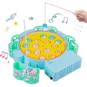 Jeu de p&ecirc;che automatique pour enfants, planches rotatives avec musique, jouets d'apprentissage pr&eacute;coce - Neuf
