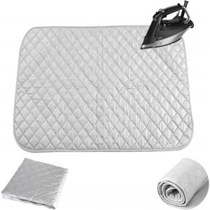 MEVRONISSHOP-Couverture de Repassage, 60 x 55 cm Coussin &agrave; Repasser pour Table, Tapis de Repassage Homes Argent M&eacute;tallique, Tapis de Repassage R&eacute;sistant aux Hautes temp&eacute;ratures, Le Rectangle, Argent - Neuf