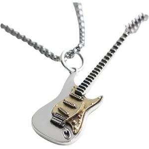 Kal-Collier Ras Du Cou En Forme De Guitare De Musique Rock Pour Homme Femme Garçon Punk Gothique Pendentif Tendance Cadeau Personnalisé Bijou Pour Amitié Papa Meilleure Amie Chaîne De 61 Cm - Neuf