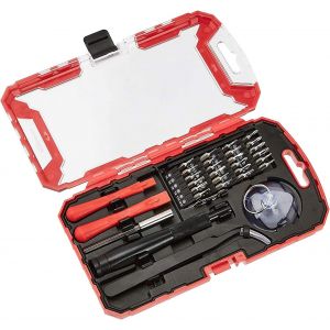 Jeu de tournevis 32 pièces pour réparations électroniques, noir rouge - Neuf