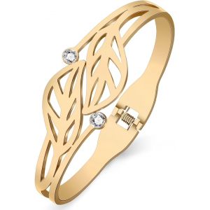 Kal-Bracelets Feuille D'erable En Acier Inoxydable Bracelets Feuille De Palmier Pour Femmes Filles Charms Cadeaux D'automne - Neuf