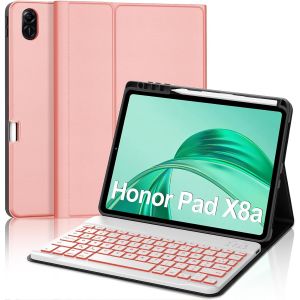 Clavier pour Honor Pad X8a 11 Pouces, AZERTY Fran&ccedil;ais Backlit Keyboard sans Fil, Bluetooth Removable Keyboard Case for Honor Pad X8a 11 Pouces, Or Rose - Neuf