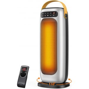 Chauffage d'appoint 1500W PTC, 35dB Silencieux & Puissant, 4 Modes &Eacute;conomie d'&Eacute;nergie, 110&deg;Oscillation, Minuterie 1-10H, Anti-Surchauffe & Chute, Portable Chauffage Soufflant pour Salon/Bureau/Chambre - Neuf