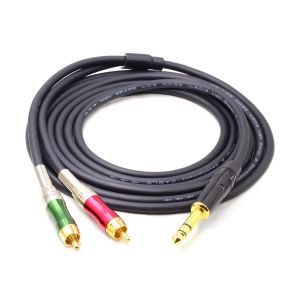VornixorSarlshop-C&acirc;ble r&eacute;partiteur en Y plaqu&eacute; or 6,35 mm m&acirc;le TRS st&eacute;r&eacute;o vers double RCA phono m&acirc;le audio (3 m) - Neuf