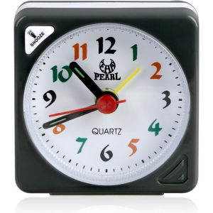 KAL-Réveil Silencieux, Alimenté Par Piles, Mini Réveil De Voyage Lumineux Sans Tic-Tac, Horloge Analogique Silencieuse Avec Fonction Snooze, Horloge Légère Pour Chambre À Coucher, Voyage (Gris) - Neuf