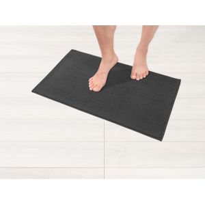 KAL-Tapis De Bain Antidérapant 100 % Coton - 43 X 61 Cm - Pour Salle De Bain Et Wc - Absorbant - Séchage Rapide - Lavable - Anthracite - Neuf
