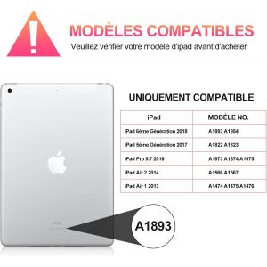 Coque Clavier Pour Ipad 6eme/5eme Generation 9.7"" 2018/2017, Ipad Air 2/1-2014/2013, Azerty Clavier Rétro-Éclairé Bluetooth Détachable Housse Avec Pen Holder, Rose - Neuf