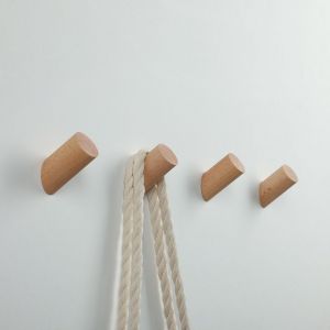 Lot de 4 patères murales en bois de hêtre (orme jaune, 8 cm) pour vêtements, chapeaux, sacs, décoration de porte d'entrée - Neuf