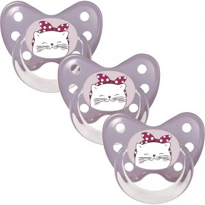 Set De 3 Tétines Orthodontiques En Silicone-Taille 3,Dès 14 Mois-La Sucette Pour Bébé Évite Le Désalignement Des Dents-Fabriqué En Allemagne-Sans Bpa-Chat,Violet - Neuf