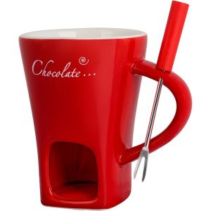 Subzonal-Tasse &Agrave; Fondue Au Beurre En C&eacute;ramique &iquest; Pot &Agrave; Chocolat Fondant Avec Fourchette, Tasse Chauffe-Fromage, Ensemble De Fondue &Agrave; Bougie L&eacute;g&egrave;re Pour Faire Fondre Du Chocolat Chaud (Rouge) - Neuf