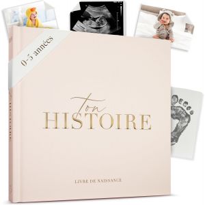 Mevronisshop-Livre De Naissance - Album Photos Et Naissance - Cadeau Naissance 132 Pages Et Album Photo Scrapbooking &iquest; Livre Naissance B&eacute;b&eacute; Gar&ccedil;ons Et Filles &iquest; Photos De 10 X 15 Et 15 X 10 Cm (Cr&egrave;me) - Neuf