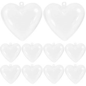 10pièces Boules Transparentes Plastique Forme De C?Ur À Remplir Moldes Diy Pour Bombes De Bain Décoration De Noël Et Événements - Neuf