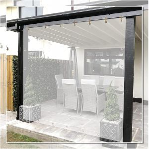 Rideau Imperm&eacute;able Ext&eacute;rieur, B&acirc;che en Plastique Transparent avec Perfor&eacute; Panneau de Rideau pour Pergola, Terrasse, Rideaux Lat&eacute;raux de La Tente (Couleur : Clear, Taille : 2x2m) - Neuf