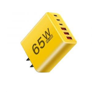 65w Multi Ports Usb Type C Chargeur Charge Rapide T&eacute;l&eacute;phone Adaptateur Mural Pour Iphone Samsung Xiaomi Ue/Us/Uk Prise Chargeur De Charge Rapide--Us Plug Yellow - Neuf