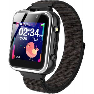 Montre Intelligente Enfant, &Eacute;cran Tactile Smartwatch T&eacute;l&eacute;phone P&eacute;dom&egrave;tre Mode Scolaire Lampe De Poche Calculatrice Sos R&eacute;veil, Gar&ccedil;ons Filles &Eacute;tudiant Cadeau D'anniversaire, Noir[Mon8301698] - Neuf