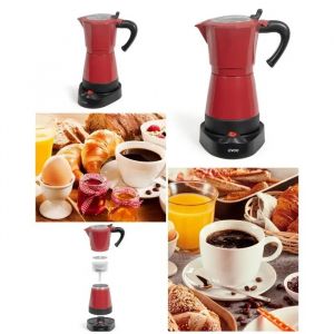 Cafeti&egrave;re Italienne &Eacute;lectrique Rouge Et Noir Design - 300 Ml 6 Tasses - Neuf