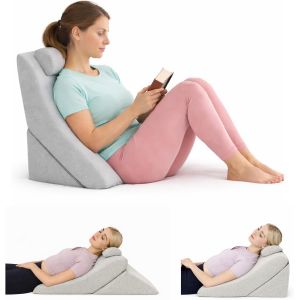 Ulteronixshop-Coussin De Lecture - Oreiller Dossier, Appui-T&ecirc;te R&eacute;glable, Mousse M&eacute;moire De Forme, Housse Amovible Respirante & Antid&eacute;rapante, Poign&eacute;e - Triangulaire Pour Dos, Cou & Jambes - 60x50x30 - Neuf