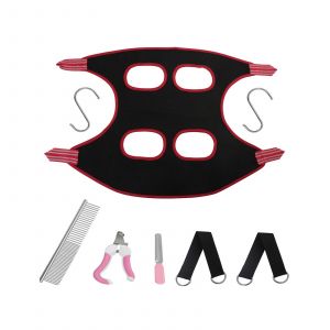 Hjlian Hamac Pour Chat Et Chien Noir Et Rouge Taille S, Coupe Des Ongles Pour Animaux De Compagnie, Ensemble De Hamac De Toilettage Pour Chat Et Chien De Petite Et Moyenne Taille, Espacement Des Pattes Avant Et Arriere De 30 Cm - Neuf