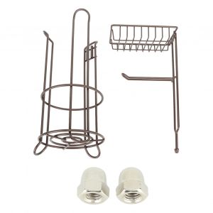 HJLIAN Porte-papier toilette sur pied, porte-rouleau de papier toilette en fer resistant a l'humidite, avec etagere, bronze - Neuf