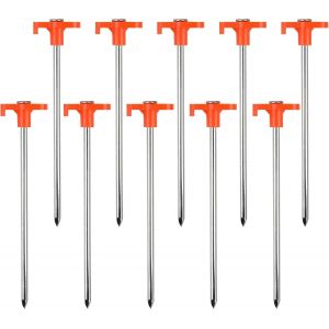 Yemaesre-Lot De 10 Piquets De Tente En Métal Robuste Pour Sol Dur, Tentes, Bâches, Extérieur, Camping (10) - Neuf