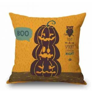 Ensemble De Taies D'oreiller Halloween Citrouille Chauve-Souris Hibou - 3 Pi&egrave;ces - Housses D&eacute;coratives En Coton Et Lin - Neuf